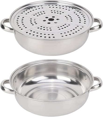 Miniatura 9 de Alvinlite Olla de vapor de acero inoxidable, vaporizador de alimentos de 11 pulgadas (11.0 in) con bandeja, tapa y asa para la mayoría de las