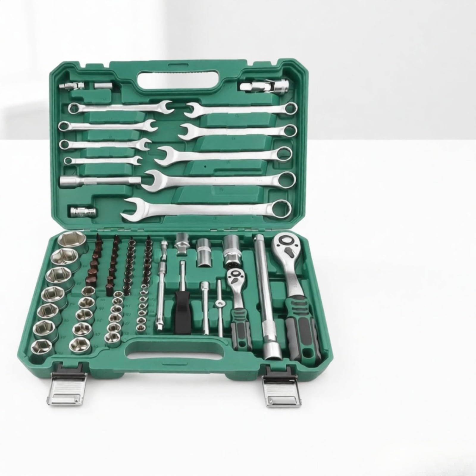 82 Pezzi Kit di Attrezzi per Auto con Custodia con Impugnature Antiscivolo Set di Bussole Metriche Compatto Set Bussole Cricchetto
