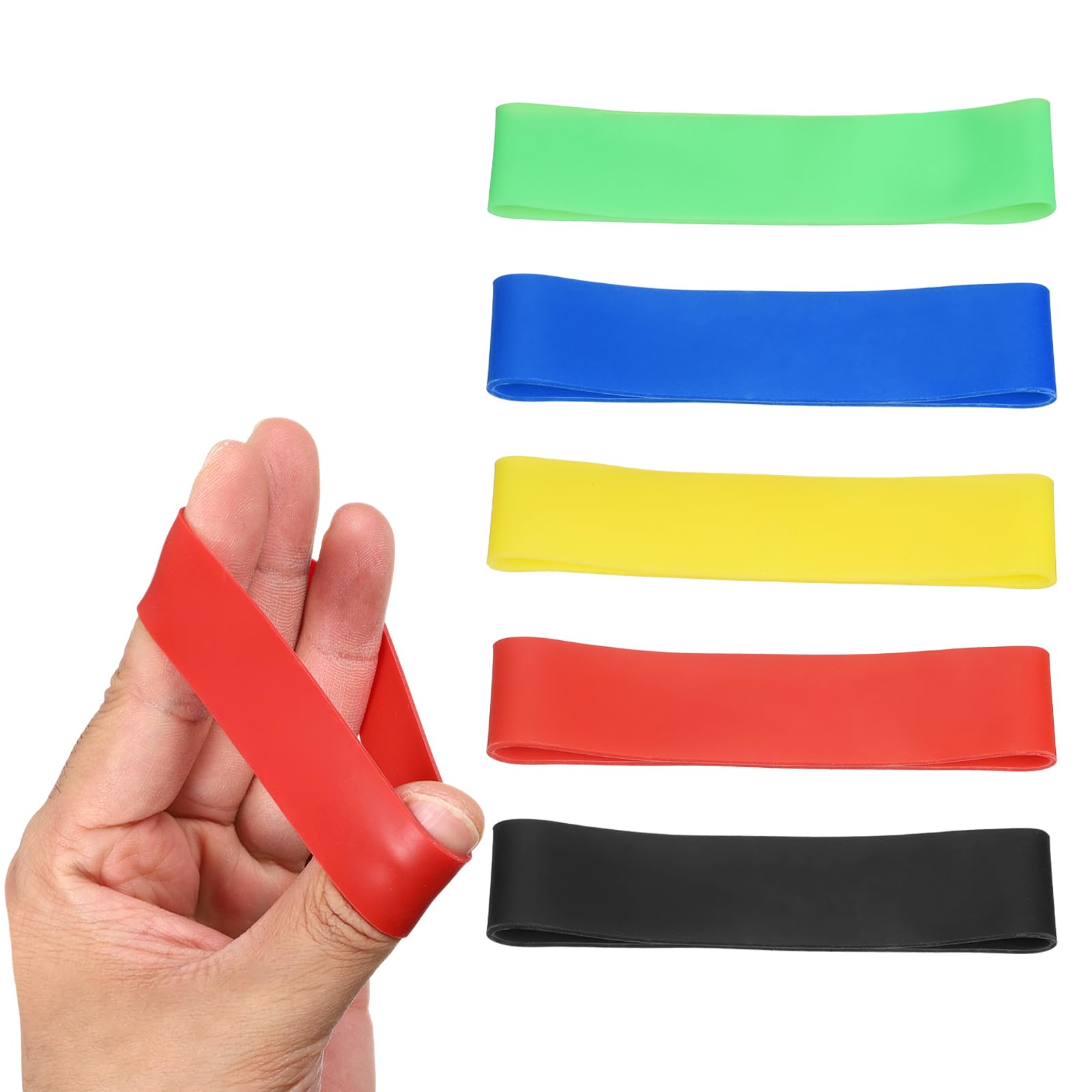 YELARXI Finger Resistance Bands, 5 Level Finger Grip Strengthener Grip Forearm Thumb Exerciser 5 Colors & 5Pcs & 5-40 Lb-For(Extension Training/Finger Exercises/Injury Rehabilitation)