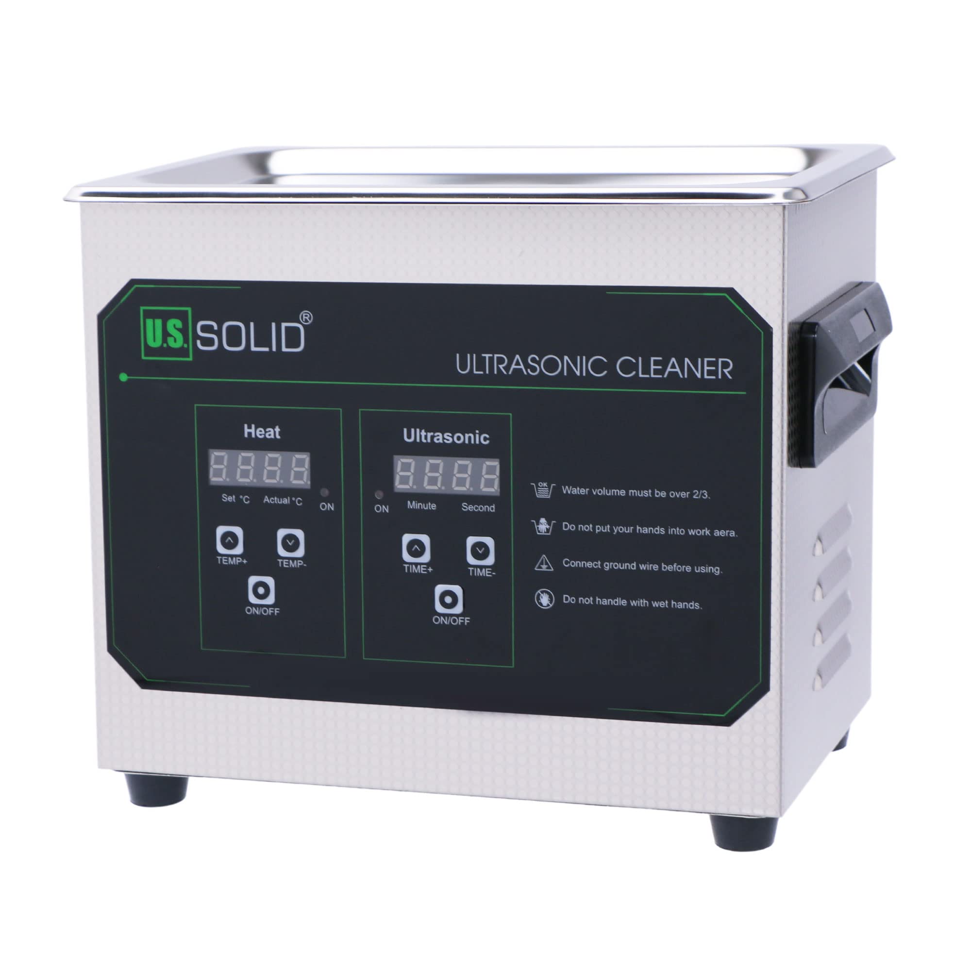 Photo 1 of U.S. Solid Ultrasonic Cleaner, 40 KHz Stainless Steel Cleaning Machine with Digital Timer and Heater - 3L