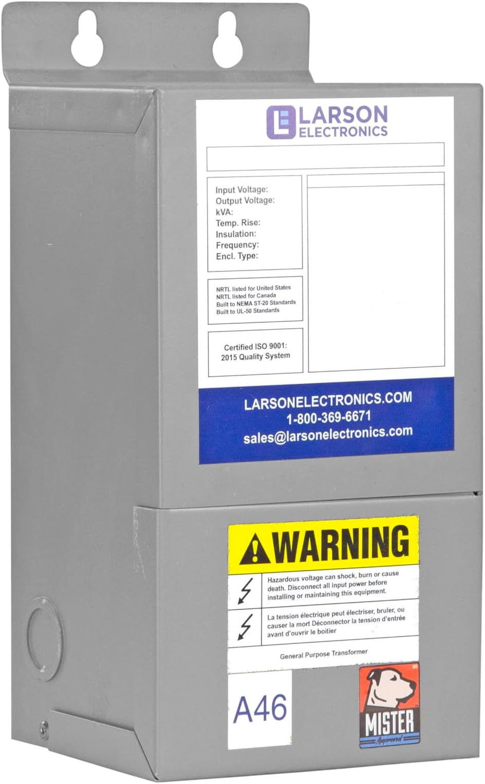 1-Phase Buck/Boost Step-Up Transformer - 208V Primary - 230V Secondary - 41.67 Amps - 50/60Hz
