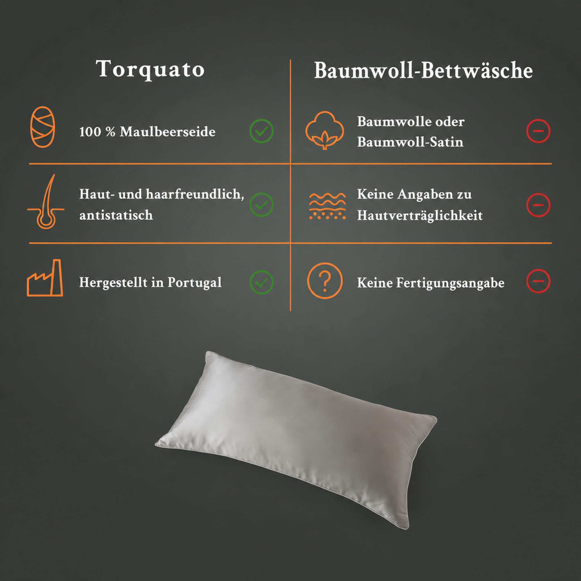 Torquato Seidenbettwäsche Kissenbezug 40x80 cm Braganza Silbergrau
