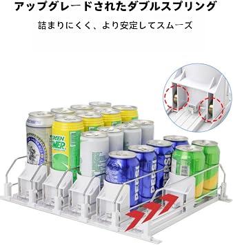 Automatic Beverage Pusher, Can Beverage Dispenser, Refrigerator Storage Rack, Can Storage Rack, Adjustable Width, Soda Storage, Removable, Multiple Sizes, Free Combination White, 310mm 5 Rows