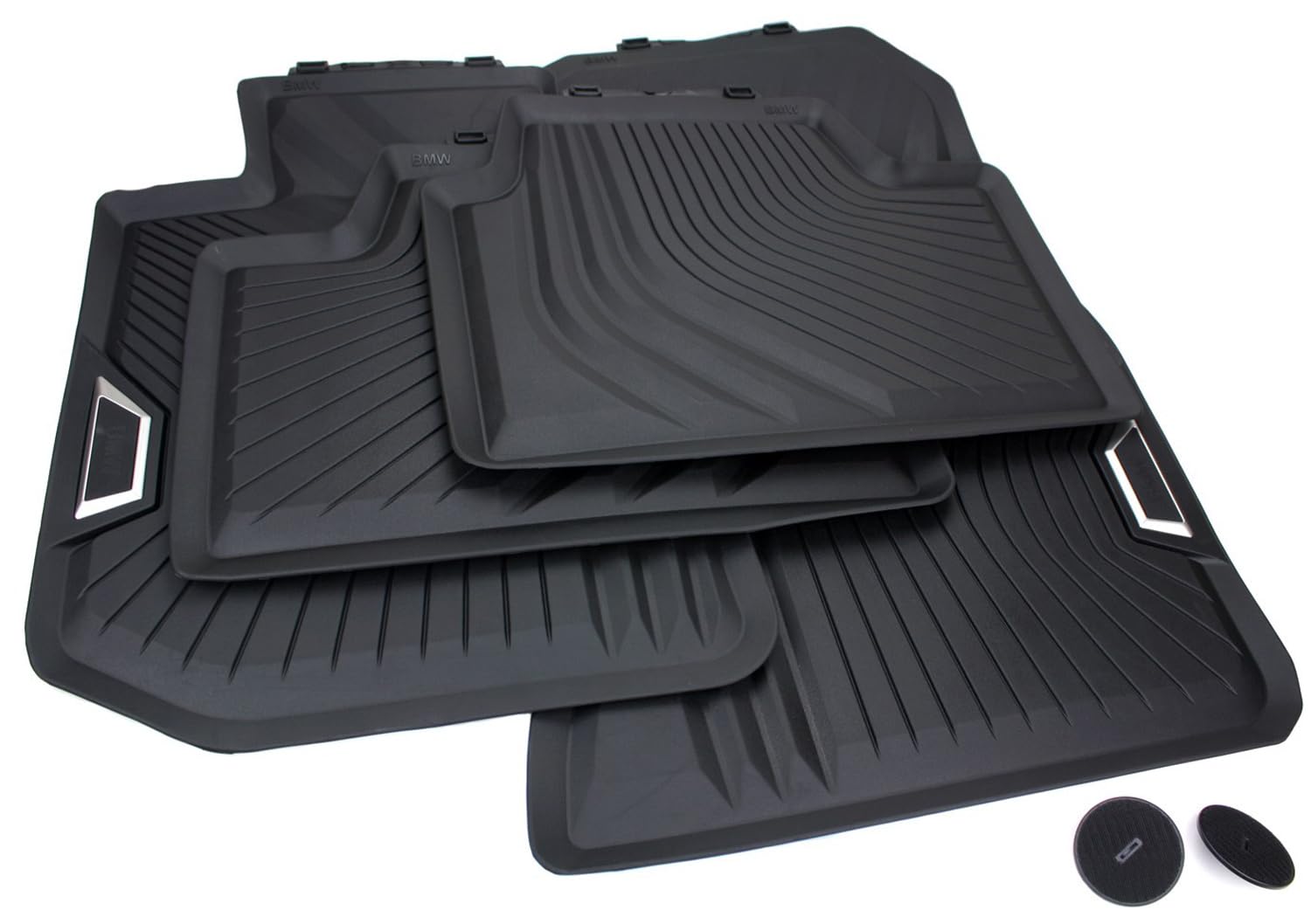 kfzpremiumteile24 Tappetini in gomma Tappetini da pavimento di qualità in gomma nero a 4 pezzi
