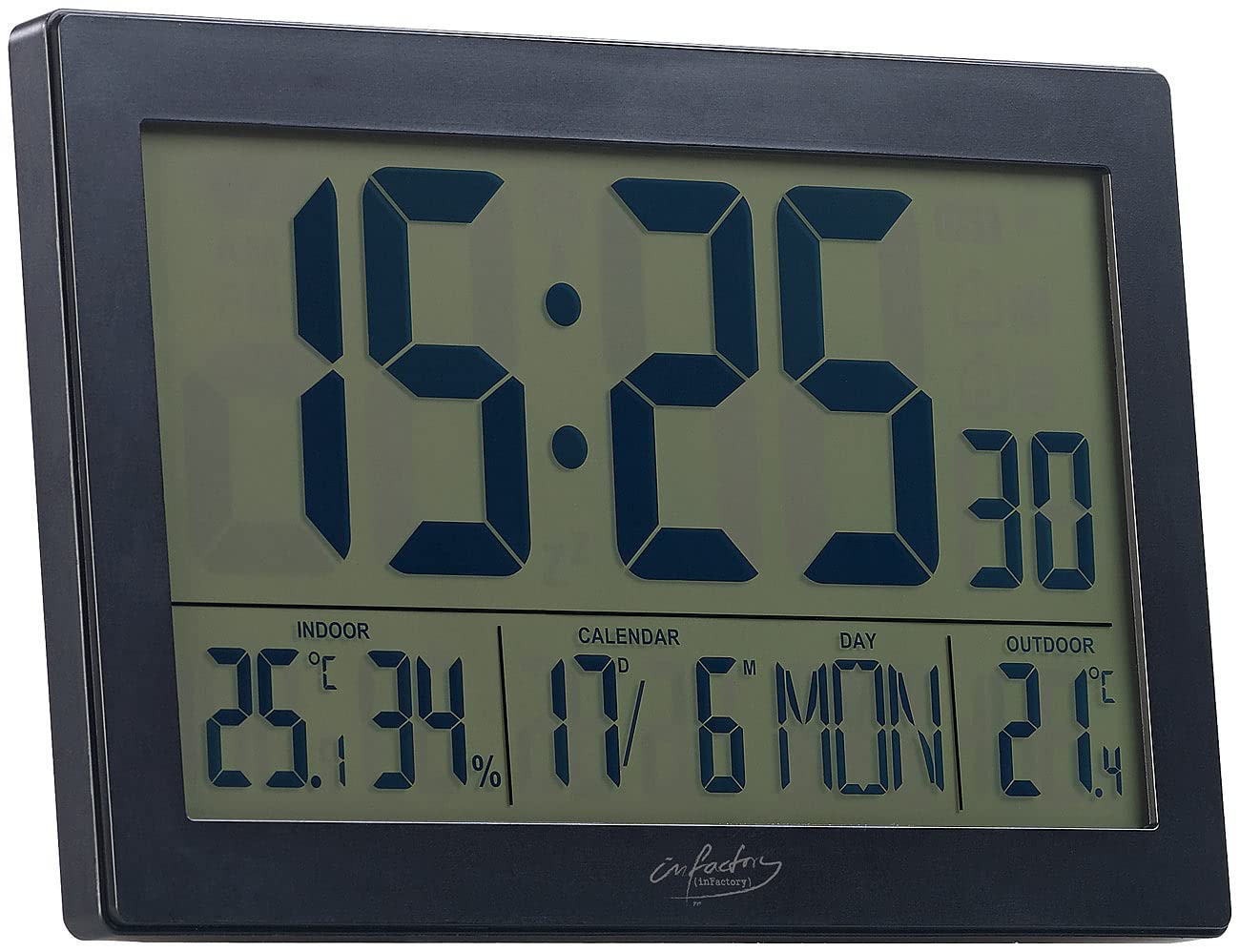 infactory Horloge Radio-pilotée XL Thermo-hygromètre Capteur Extérieur