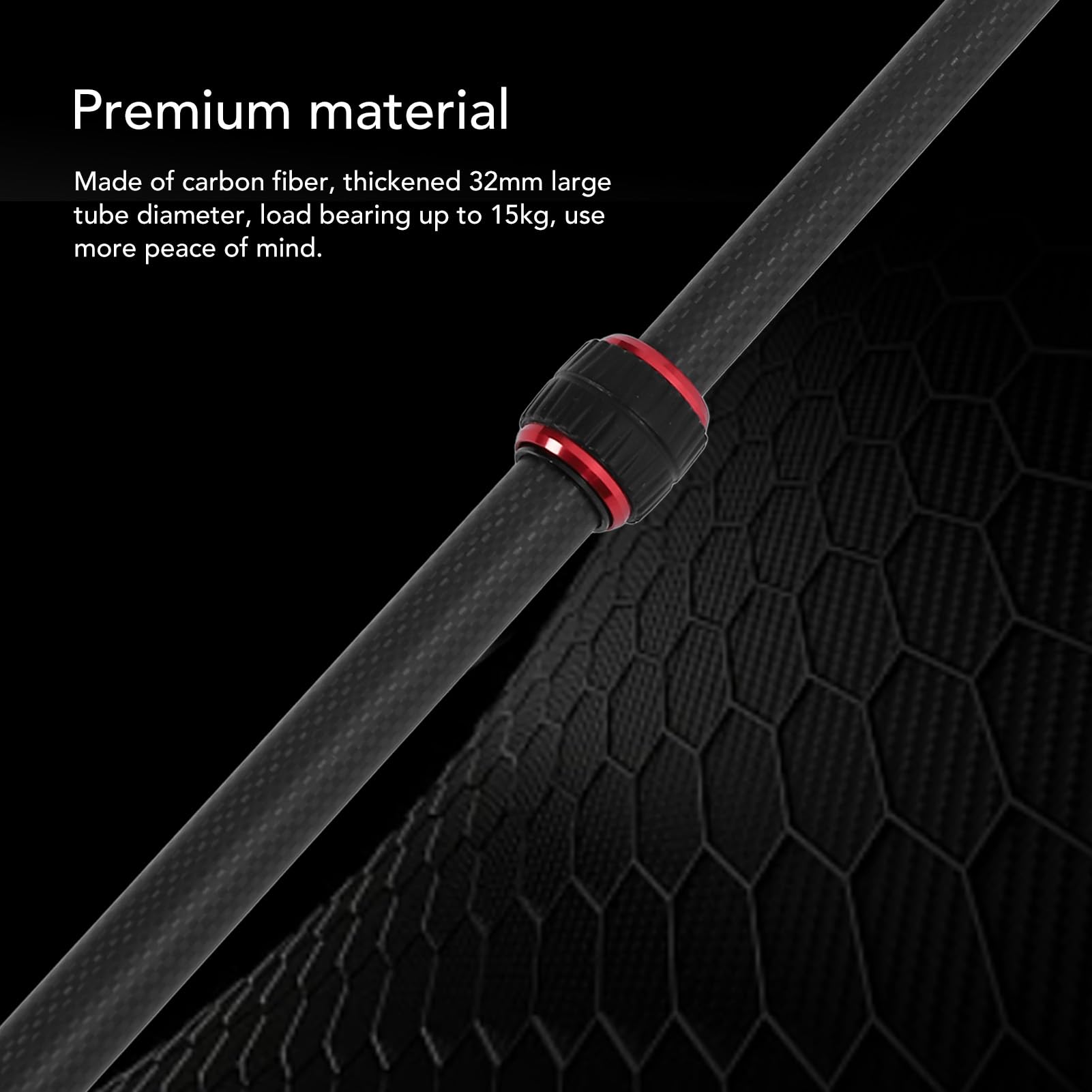 Camera Monopod, 6 Section Extendable Carbon Fiber Monopod, Walking Stick Head, 1/4 Inch 3/8 Inch Conversion Screw, DSLR Action Camera, Easy to Carry with Pouch
