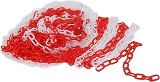 Traffic Chain Cone Pole Contol Safety Barrier PVC Plastic for Constructions Home Road Driveway Parking Use 8mm 25meter (Red and White)