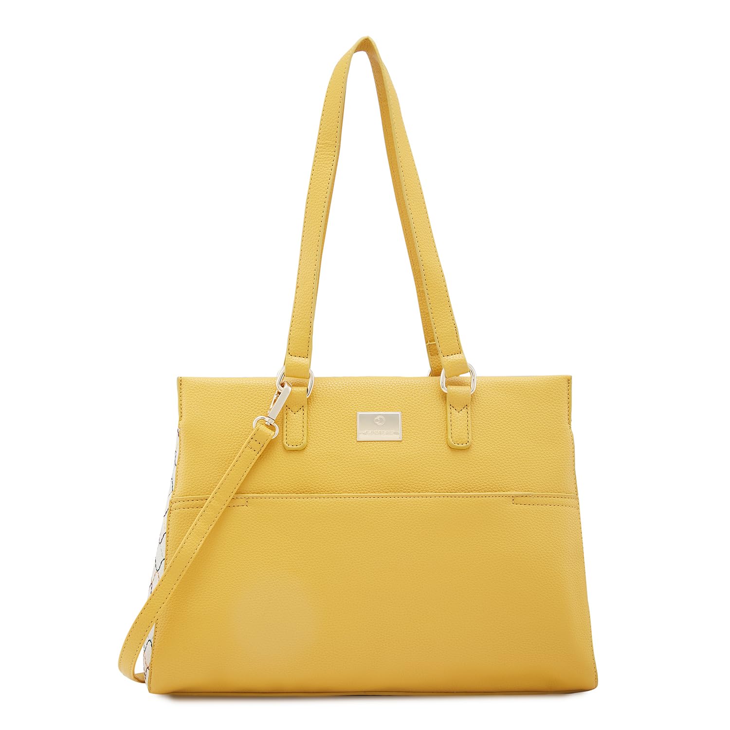 Caprese Shane Satchel, Yellow-Large | Sleek Solid Designed Shoulder Bag for Women with Adjustable Sling Strap | Easy Back Access Pocket & Spacious | Perfect for College & Office Use (B0DDCPQ8KD) Amazon Price History, Amazon Price Tracker