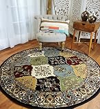 Round Rugs 6ft Multi-Color Rug Circle Rugs for Living Room and Dining Room Rugs Clearance 5x5 ft