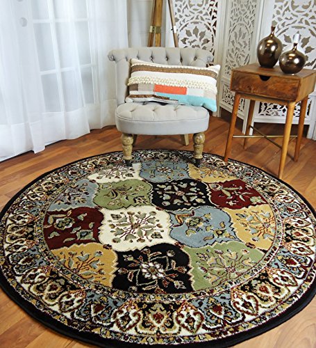 Round Rugs 6ft Multi-Color Rug Circle Rugs for Living Room and Dining Room Rugs Clearance 5x5 ft