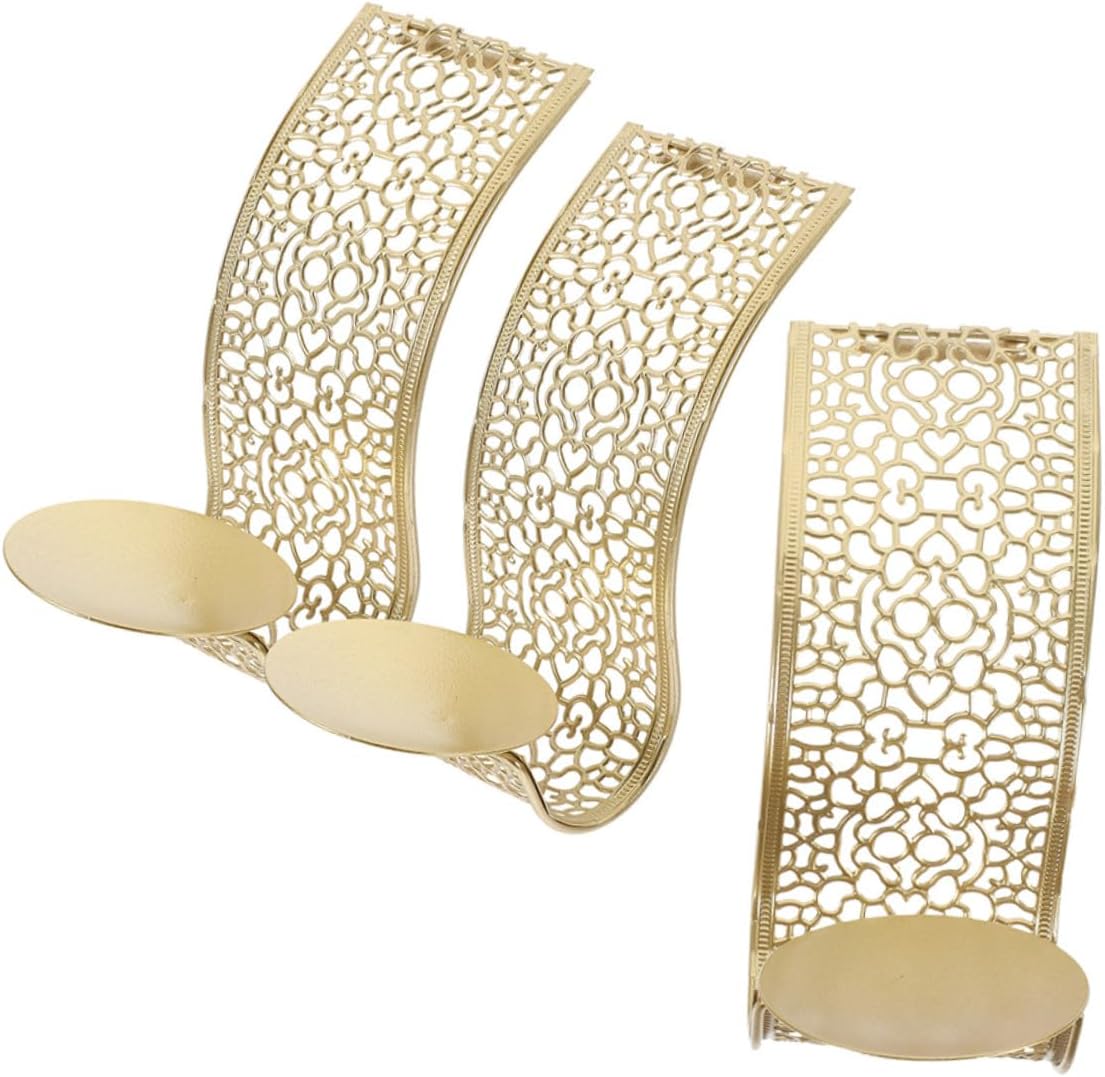 3pcs Wall Mounted Pillar Candle Sconce Iron Finish Home Decor