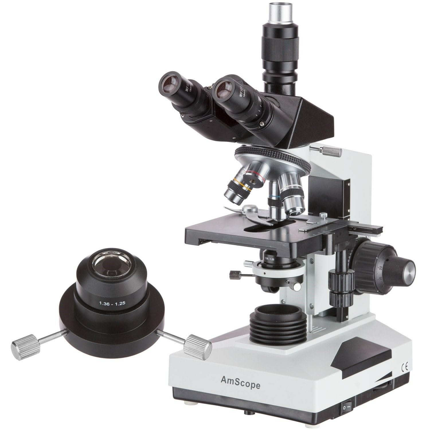 AmScope Microscopio compuesto Trinocular Darkfield de T490B-DKO 40X-2000X con condensador de aceite