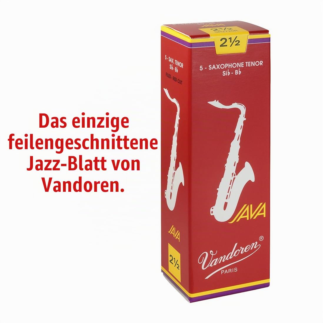 Vandoren SR2725R Java 5 Blätter für Tenorsaxophon 2.5 Rot