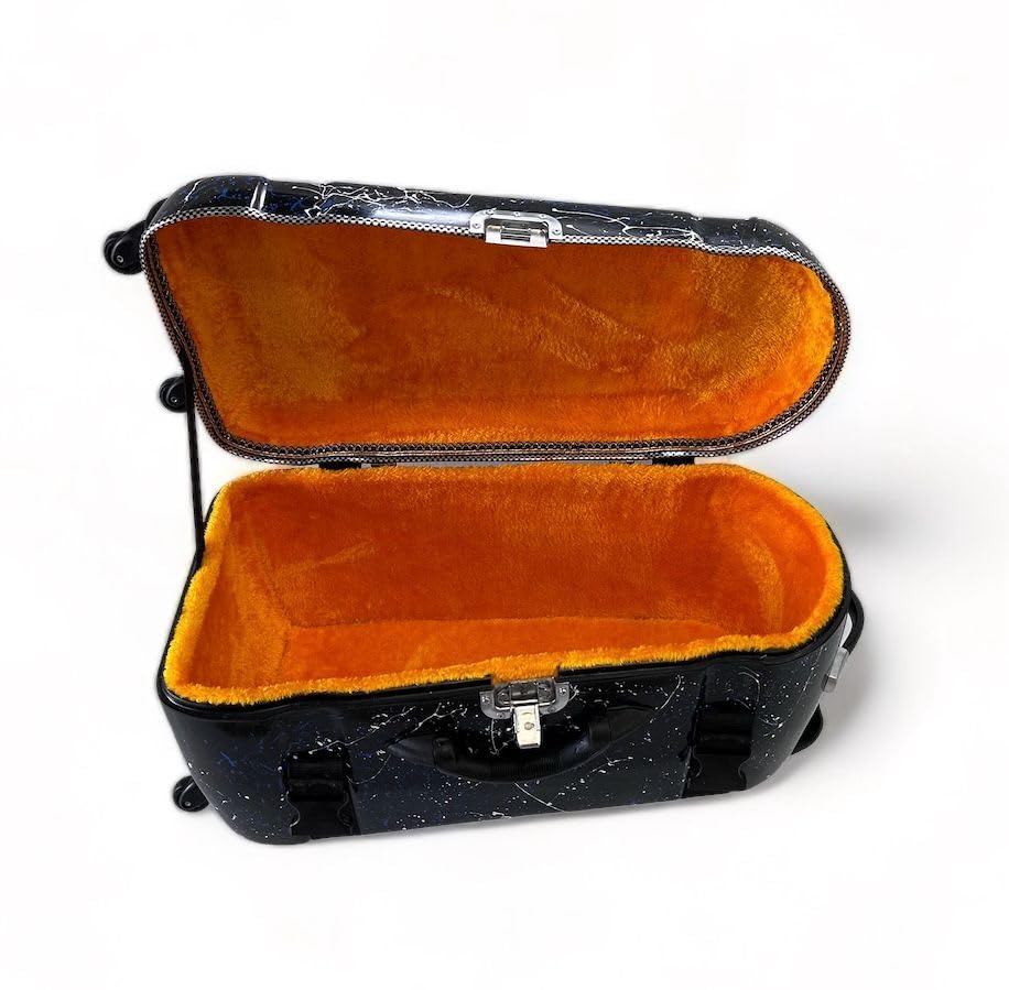 Image of Tabla Fiberglass Case With Trolley And 360� Wheels For One Tabla And One Bayan (BLACK SPLASH 1)