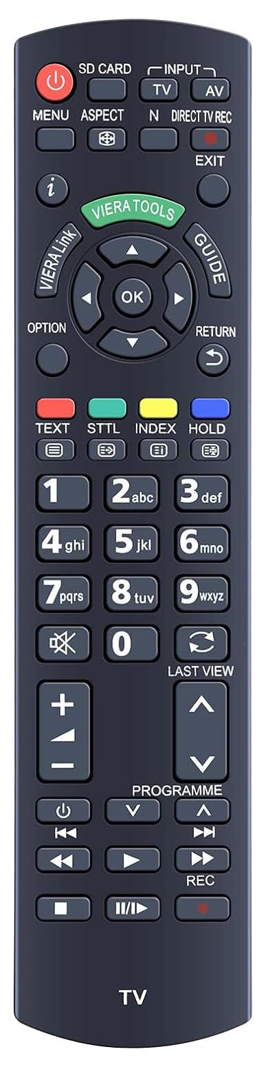 N2QAYB000487 Universal Remote Control Compatible for Panasonic Viera TX-L32C3B TX-L19E3B TX-L32E3B TX-L37E3B TX-L42E3B TX-L37U2B TX-L42U3B TX-L26X20B TX-L32C4B TX-P50U20B TX-P42U30B TV