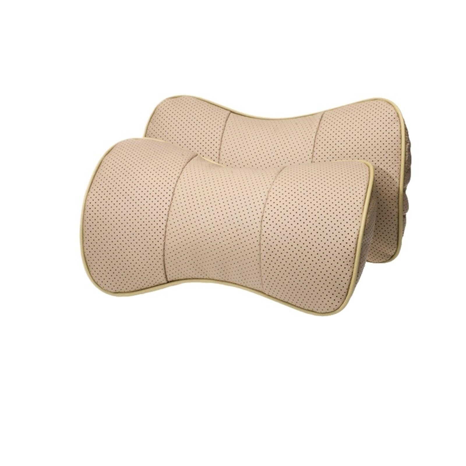 Poduszka samochodowa 2-częściowa, oddychająca, uniwersalna, miękka poduszka na szyję i zagłówek samochodowy poduszka podtrzymująca szyję(Beige Genuine)