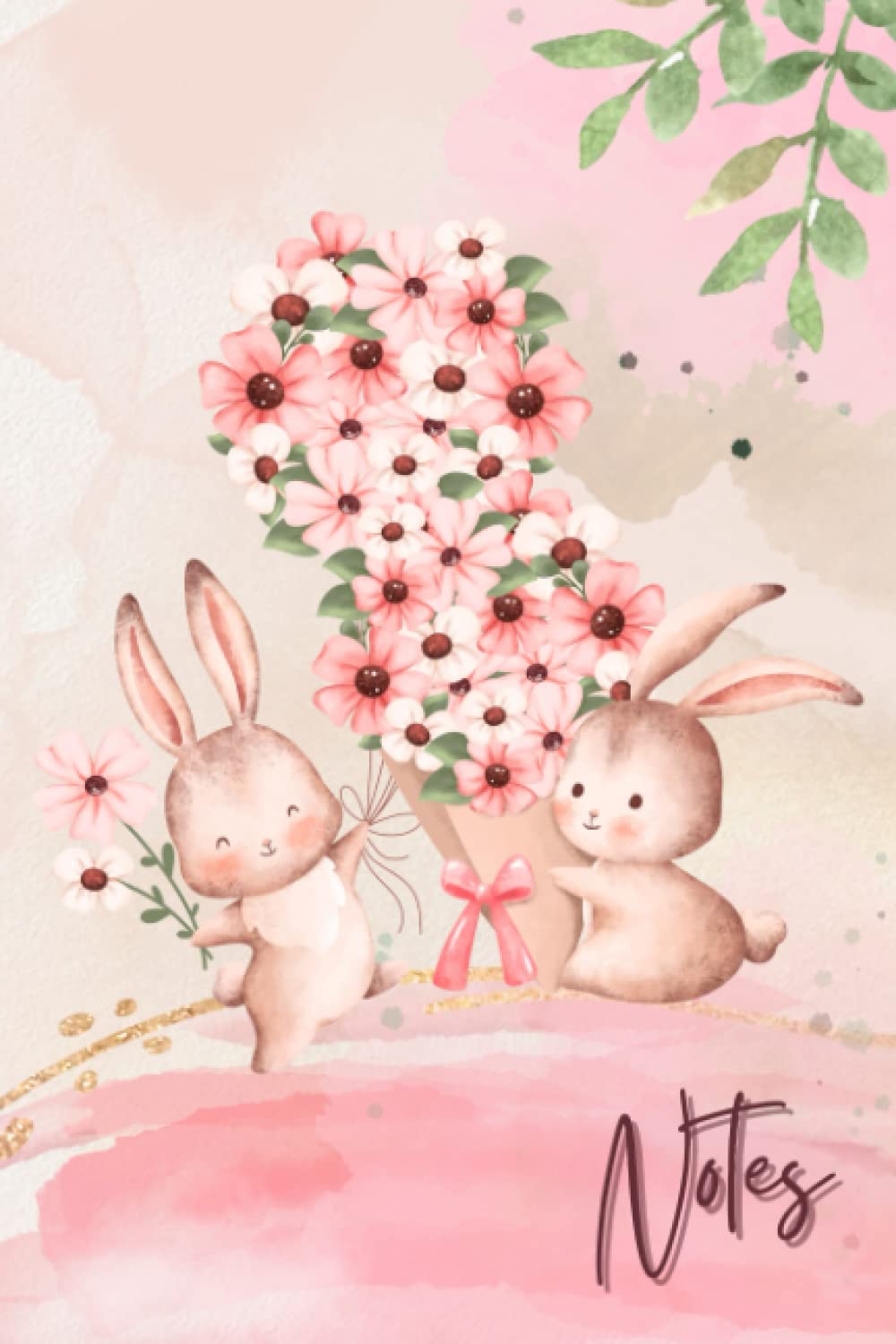 Carnet de Notes Lapin: Joli bloc-notes 100 pages lignées A5 avec couverture motif lapin mignon aquarelle, une belle idée cadeau pour les amoureux des animaux