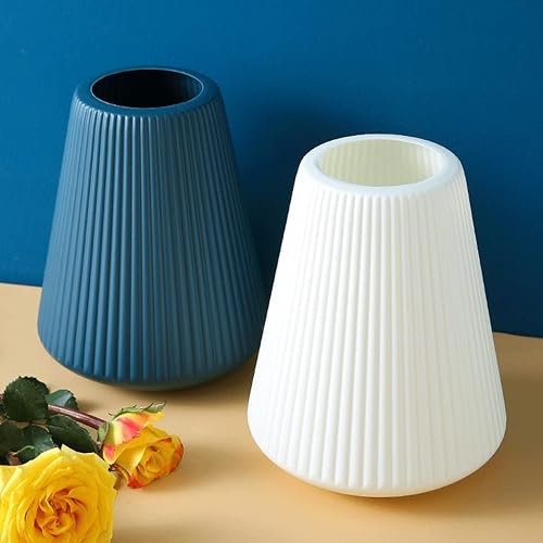 Miniatura 4 de AVEO Vase Simple Vase Living Room Flower Arrangement Dried Flower Decorative Ornaments Office Hydroponic Plant Plastic Bottle Blue Vases for Decor