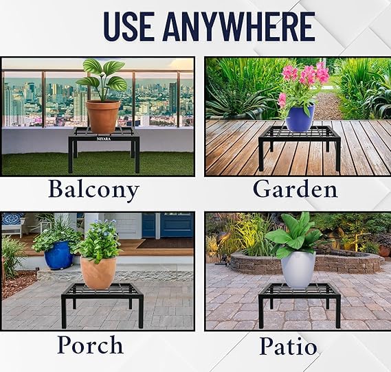Image of Niyara || Metal Planter Stand || Plant Stand for Pots|| Outdoor Plant Stand (Square grid stand set 2)
