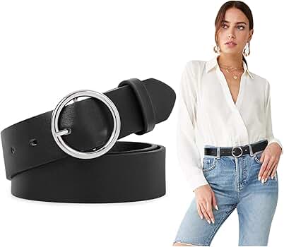 SUOSDEY Women Leather Belt with O-Ring Buckle,Fashion Soft Ladies