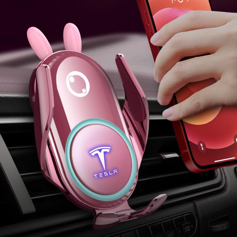 Soporte Móvil Coche,Soporte Móvil Coche para el Salpicadero Rejillas de Aire y Parabrisas para Tesla Model 3 2020 2021 2022 2023 2024.,A-Pink