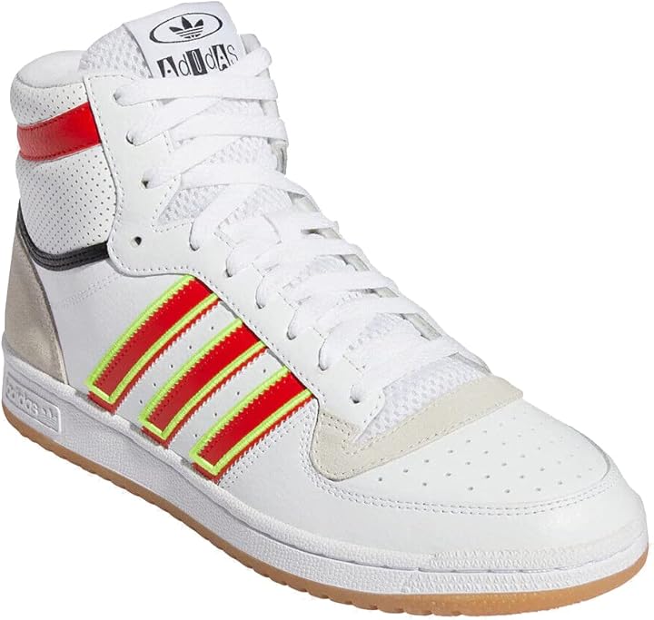Adidas originals top ten hi scarpe da uomo in pelle bianca sneakers alte