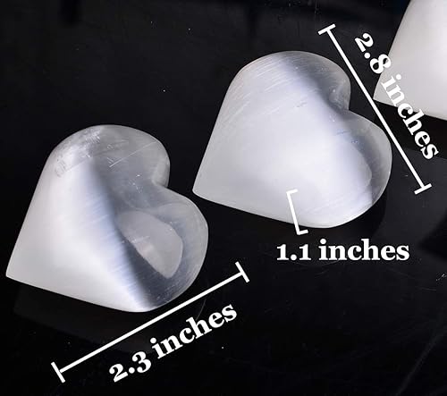 Miniatura 4 de AMOYSTONE Corazones de cristal de selenita, piedras de preocupación y piedras curativas para decoración del hogar, 2 unidades