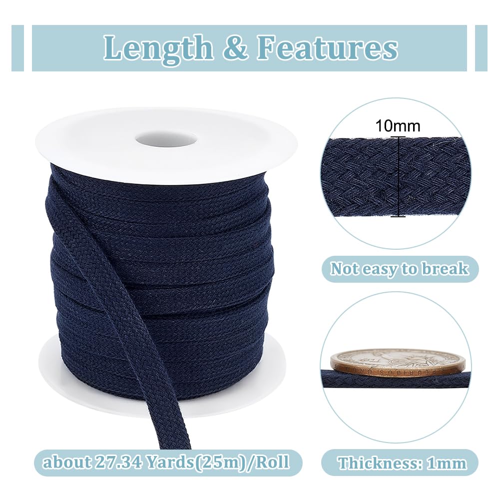 BENECREAT Cordoncini Di Ricambio Piatti In Cotone Blu Di Prussia Da 25