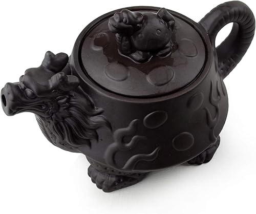 Miniatura 3 de Tetera china Yixing Dragon Tortoise Auspicious Zisha Gongfu Tetera para té suelto (negro)