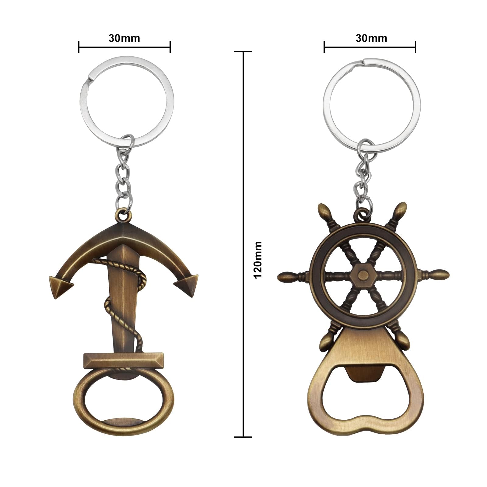 Antico Portachiavi Ottone Ancora Vintage Solido Ciondolo Da - Foto 5