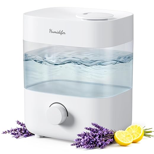 Humidifiers for Bedroom, 2L Tank for 15H, 20dB Quiet Mist Time, Dual Nozzles, Auto Shut-Off, Rotate to Adjust Mist Intensity, Rapid Ultrasonic Humidification for Baby Nursery and Plant (White)