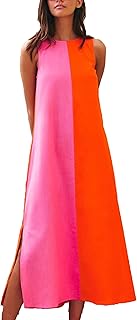 Zontroldy Summer Casual Dress for Women Long Sleeveless Crewneck Dresses...