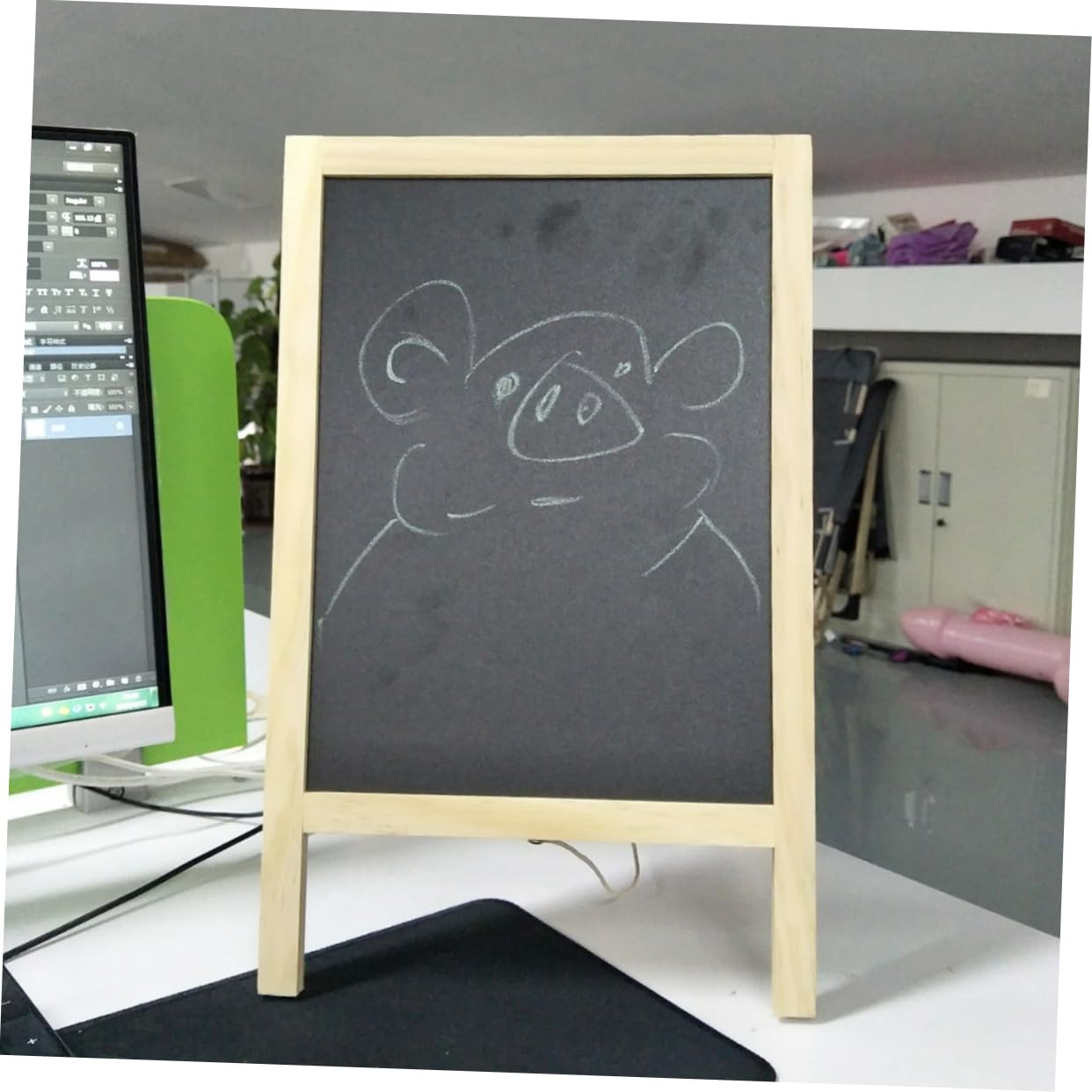 Mini Tableau Noir Chevalet en Bois 25x40cm Double Face