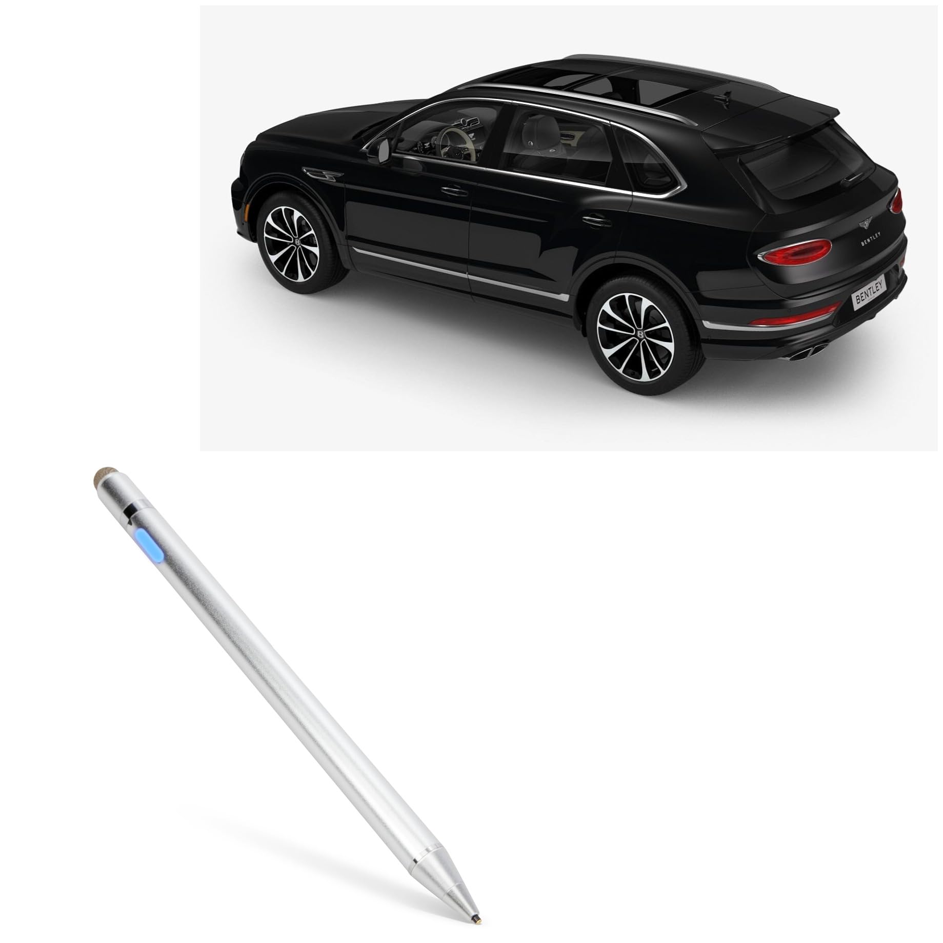 BoxWave Stylus Pen Compatible with Bentley 2024 Bentayga Display (10.9 in) - AccuPoint Active Stylus, Electronic Stylus with Ultra Fine Tip - Metallic Silver