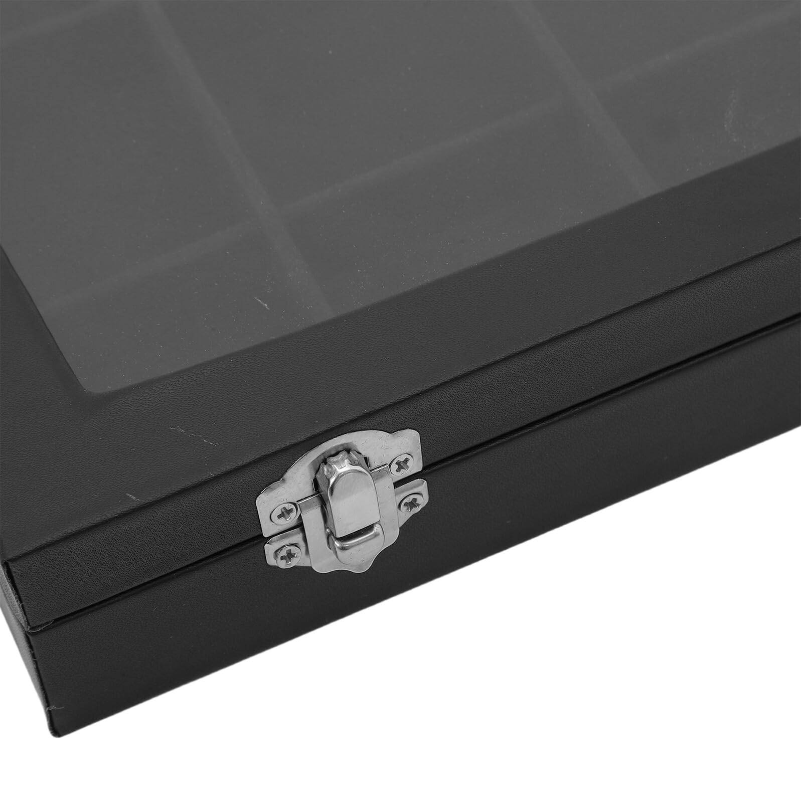 Boîte de Rangement pour Thé avec Couvercle Étanche Compartimentée 24 Cases Noir en Plastique Pu, Organisateur pour Sachets de Thé, Sucre, Cuisine et Salon