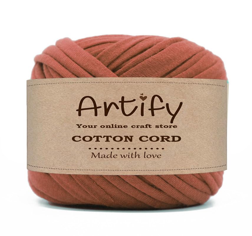 Artify | Tshirt Yarn (7mm, 500gms) | Knitting Yarn for Hand DIY Bag, Blanket, Cushion and Other Crochet Projects - Rust