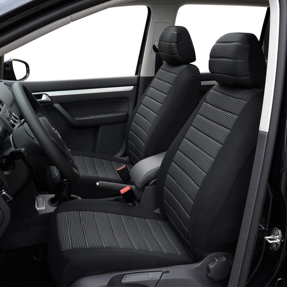 TOYOUN Front Pair Car Seat Covers - Universal Fit, Jacquard Cloth Auto Seat Covers - Set for Most Sedans, Vans, SUVs, Trucks - Airbag Compatible, Gray