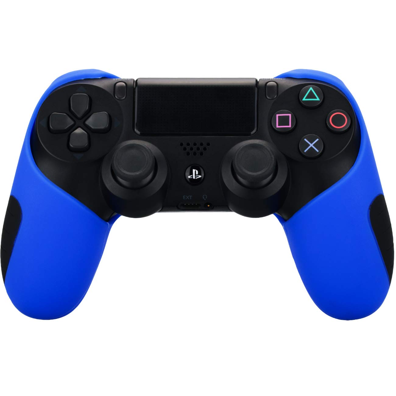 silicone épais moitié la peau skin pour le manette de PS4 (bleu) x 1 + thumb grip repose-pouce x 2