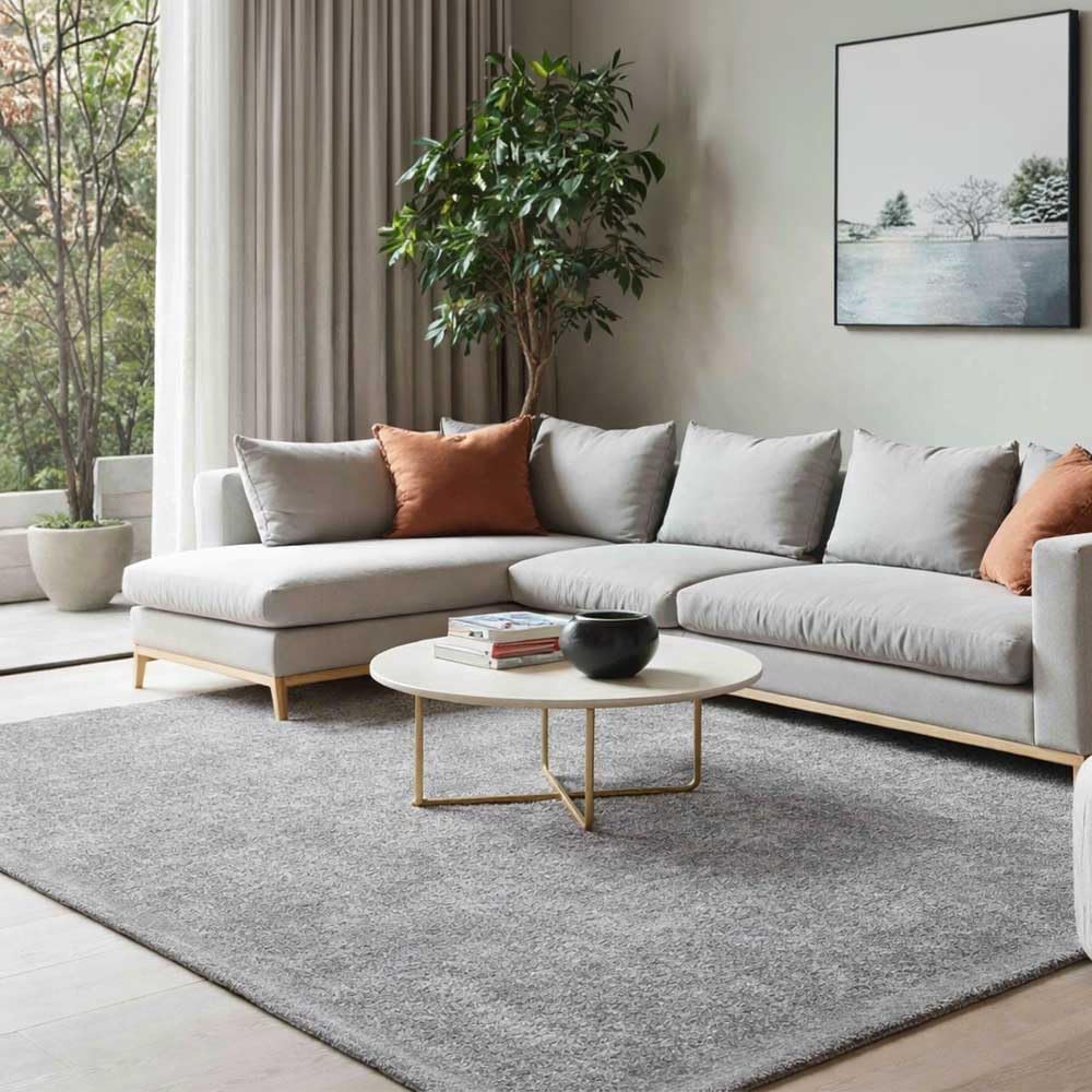 OLIVO.shop Tappeto Soggiorno Moderno, Tappeto Grigio Salotto, Tappeti Camera da Letto, Tappeto Salotto Lavabile, Morbido, Tinta Unita, LIVING GRIGIO (133x190 cm)