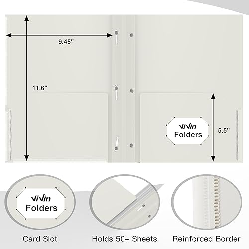 Miniatura 2 de ViVin Carpetas de plástico con bolsillo frontal transparente, carpeta de bolsillo de polietileno pesado con 3 puntas, paquete de 10, carpeta de
