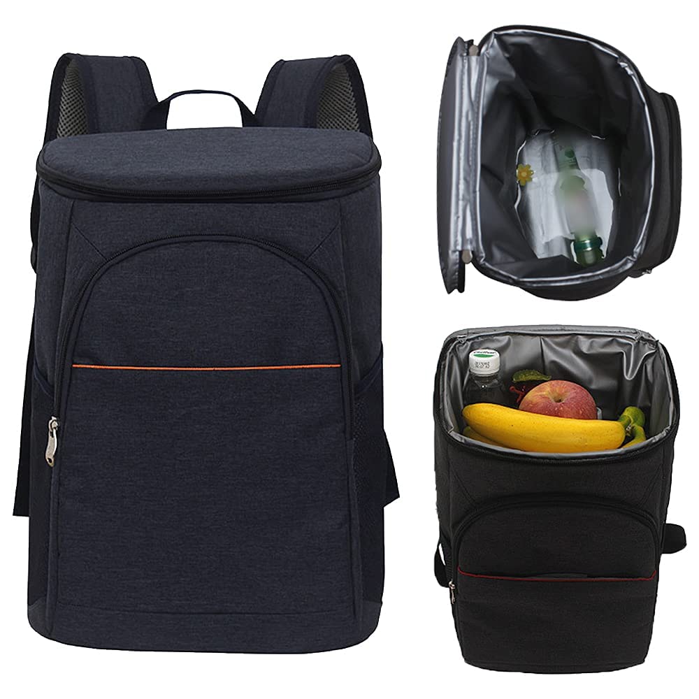 Doppeldecker weicher Kühlrucksack mit hartem Innenfutter, Wärmedämmtasche Oxford wasserdichte Lunchbox Isoliertasche Leichter Rucksack für Camping BBQ Familie Outdoor-Aktivitäten