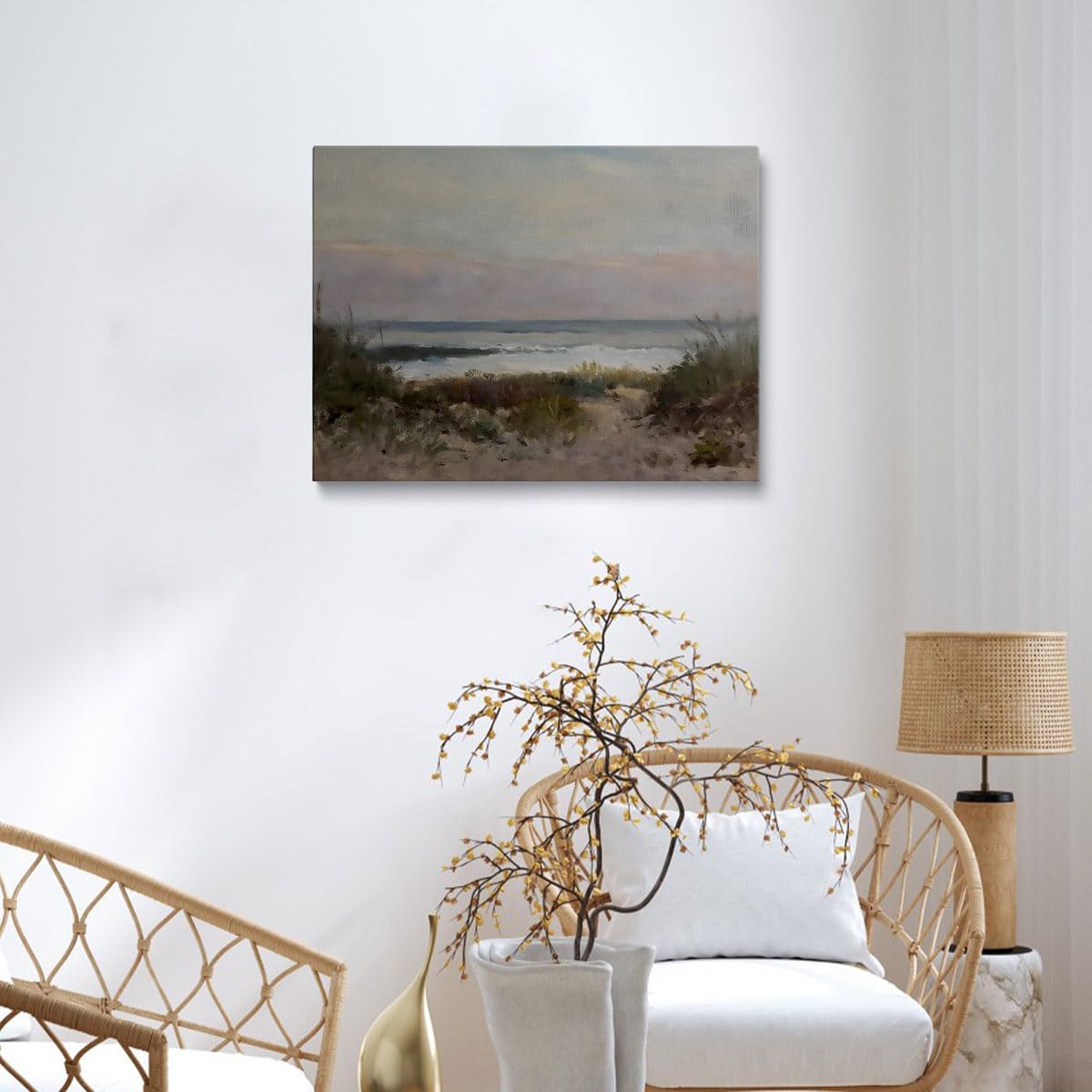prinfantasy Wall Art Home Decoration Poster Modern Plant Decor Landscape Painting Bedroom Living Room Office Background Wall Decoration Poster Framed 40x30cm YH036