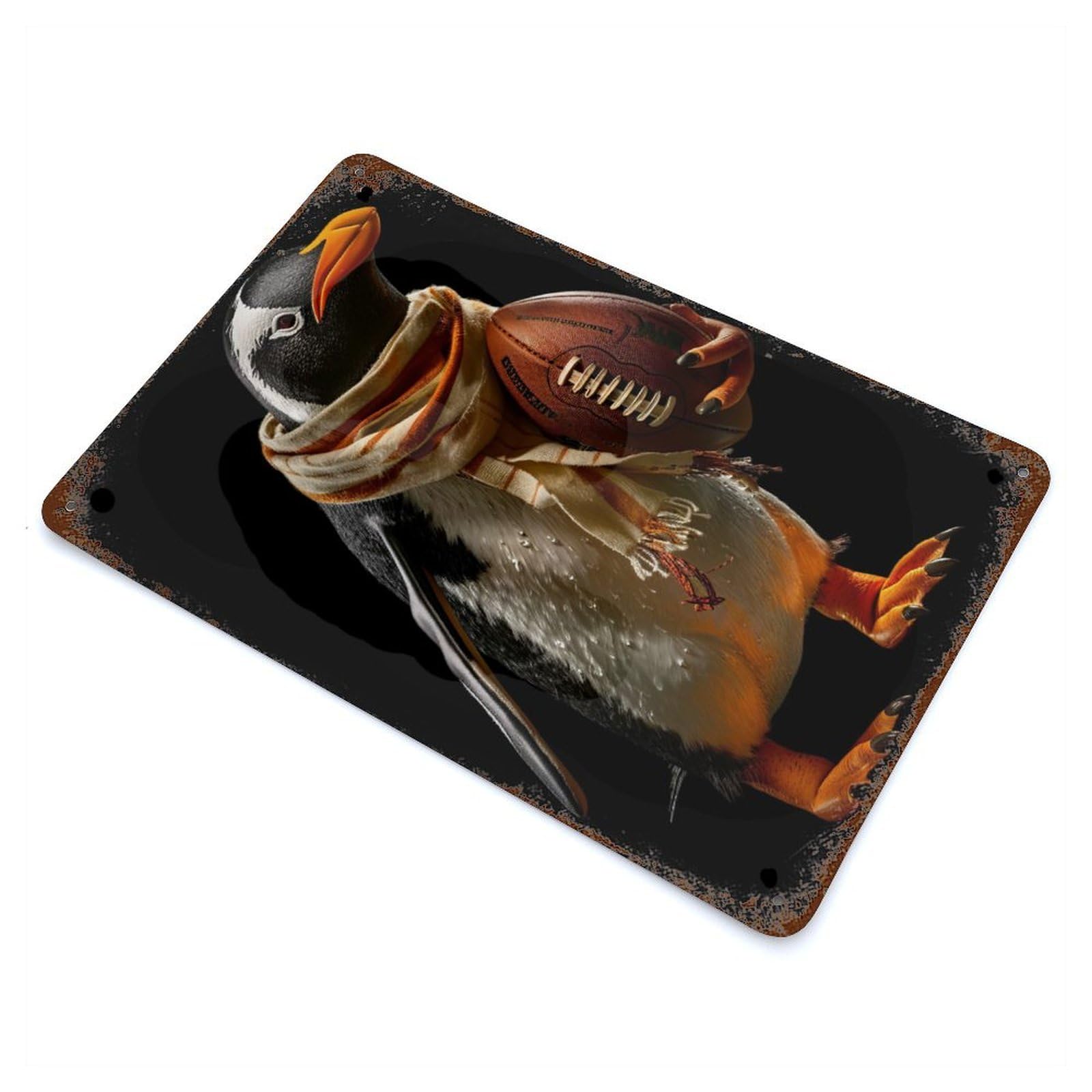 Penguin American Football Retro Metal Sign 11.8"x7.9", Classic Wall Plaque for Garage, Pub Or Kitchen