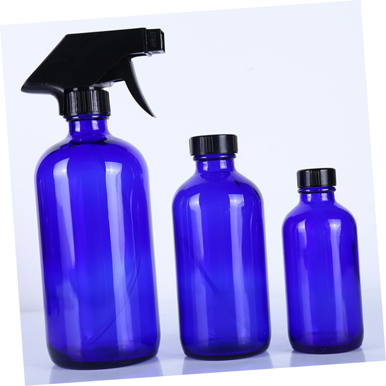 Healeved Nachfüllbare Glas Sprühflasche 500ml Blau Leichte Reise Düse mit 2 Deckeln