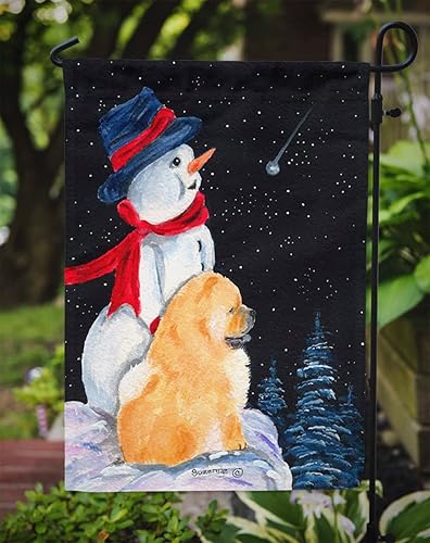 Miniatura 3 de Caroline's Treasures SS8554GF Bandera de muñeco de nieve con Chow Chow Chow para buzón, bandera decorativa para patio exterior, obras de arte de