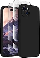 Vista 1 de FireNova Funda diseñada para iPhone 15, funda de silicona mejorada [protección de cámara] con [2 protectores de pantalla], forro interior de Negro