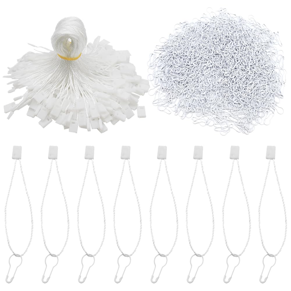 Hocansen White 1000Pcs Hang Tag String Price Tags Fasteners With Snap Lock Pin, Hang Tags Safety Pins Clothing Tag Diy For Clothes, Jewelry(White/Bqs)
