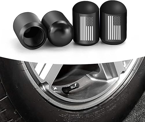 Yonput 4 tapas de vástago de válvula de neumático para automóvil tapa de aluminio de la bandera estadounidense cubierta de vástago de válvula de