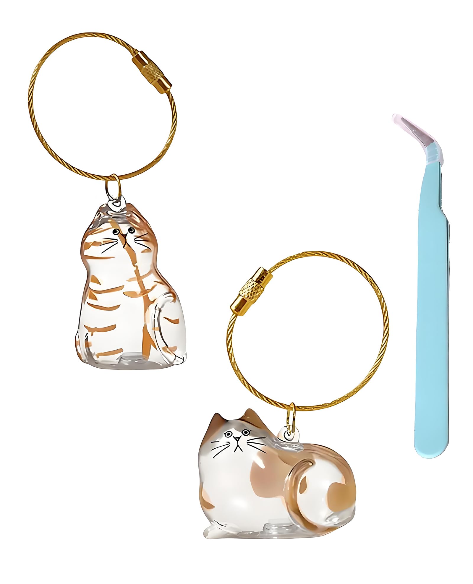 AMWYODK Cat hair commemorative capsule keychain, cat hair storage bottle, cute pet commemorative gift, suitable for pet lovers to collect and store pet hair. (cat C)