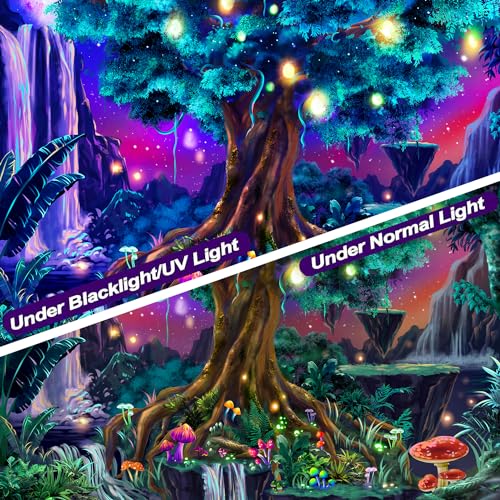 Atrippy Blacklight Uv Tree Of Life Tapestry For Bedroom thumb #2